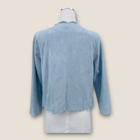 English Factory Scallop Edge Suede Open Blazer Large - Picture 8 of 12